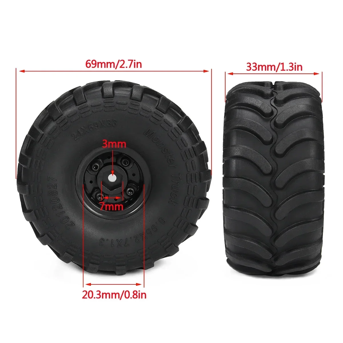 4pcs Monster Truck Tires with  - đánh giá và giá Rc Tire Foam Insert