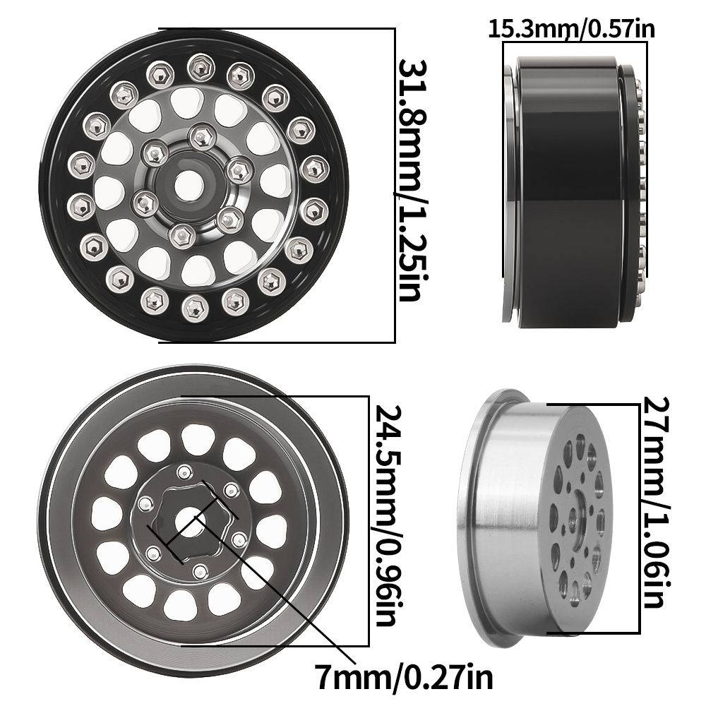 BDX RC1.1/1.0 Inch Beadlock Wh - đánh giá và giá Rc Tire Foam Insert