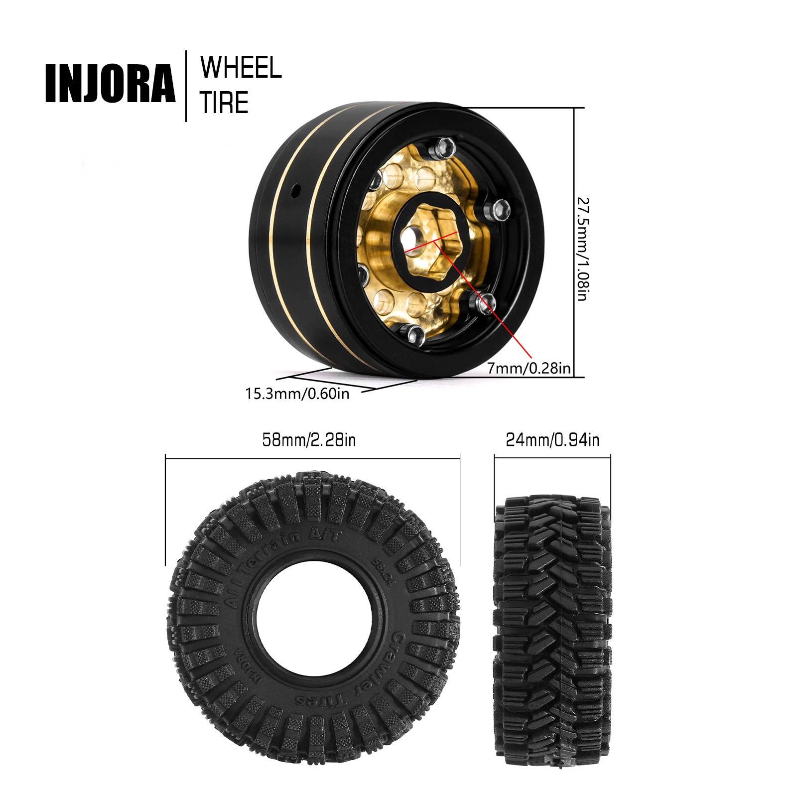 INJORA Black Coating Brass 1.0 - đánh giá và giá Rc Tire Foam Insert